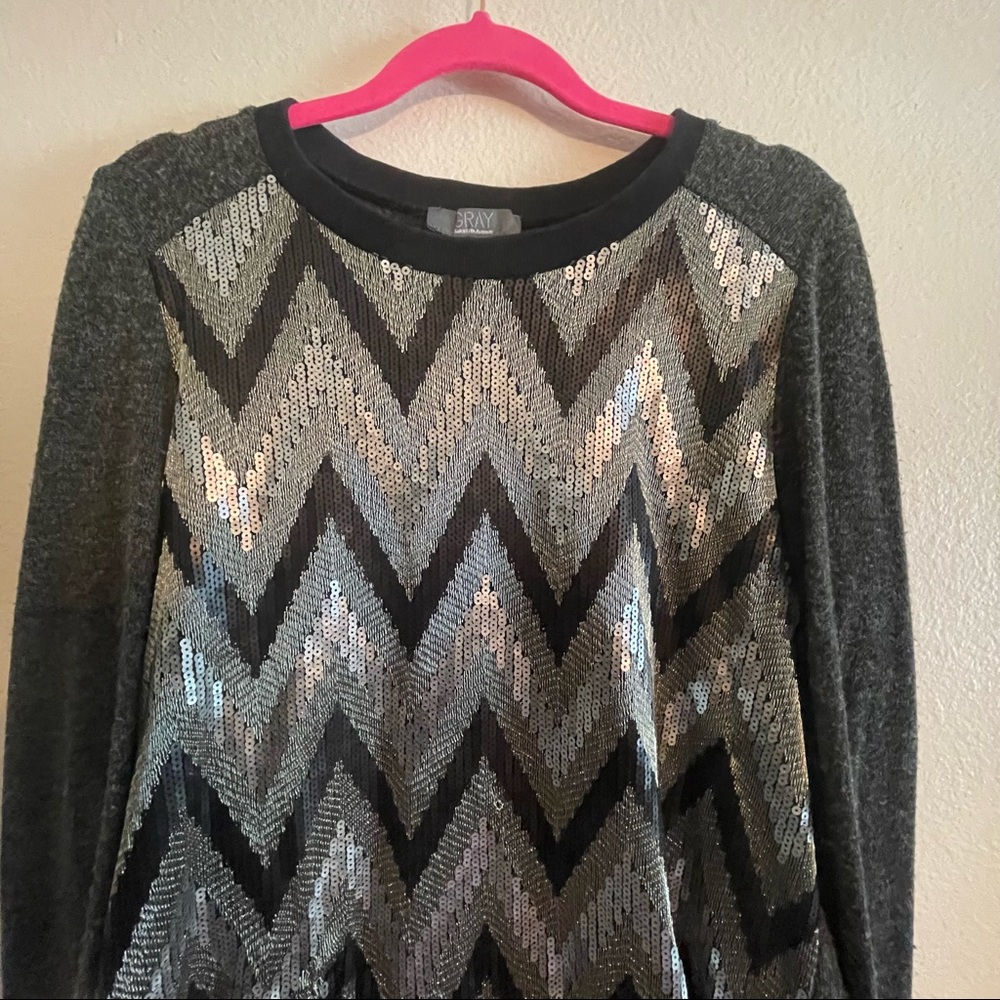 GRAY Saks Fifth Avenue Sequin Sweater! Luxury Sweatshirt!